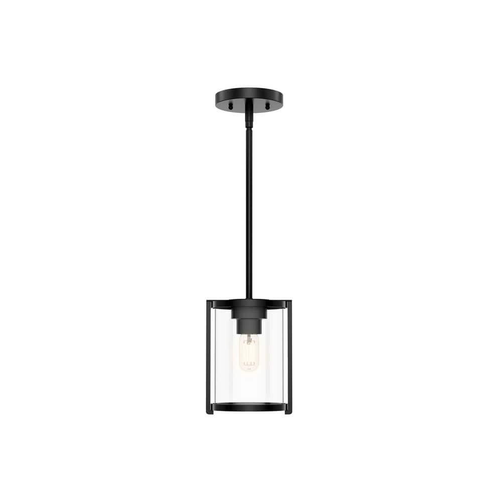 Astwood Clear Glass Mini Pendant Ceiling Light Fixture Matte Black - Hunter Fan: UL Listed, Adjustable Height