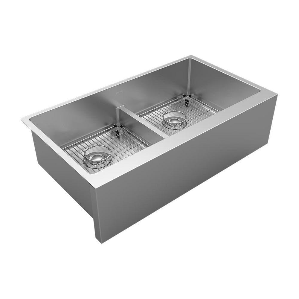 36" L x 20" W Double Basin Farmhouse Kitchen Sink