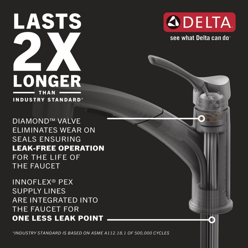 Delta Linden Pull Out Sprayer Kitchen Sink Faucet, Single Handle Kitchen Faucet 4353-AR-DST