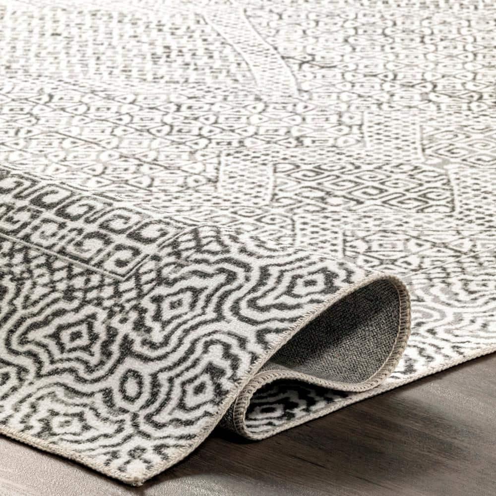 Nuloom Hart Medallion 2x3 Machine Washable Accent Indoor Area Rug for Living Room Bedroom Dining Room Entryway Kitchen, Grey/Ivory
