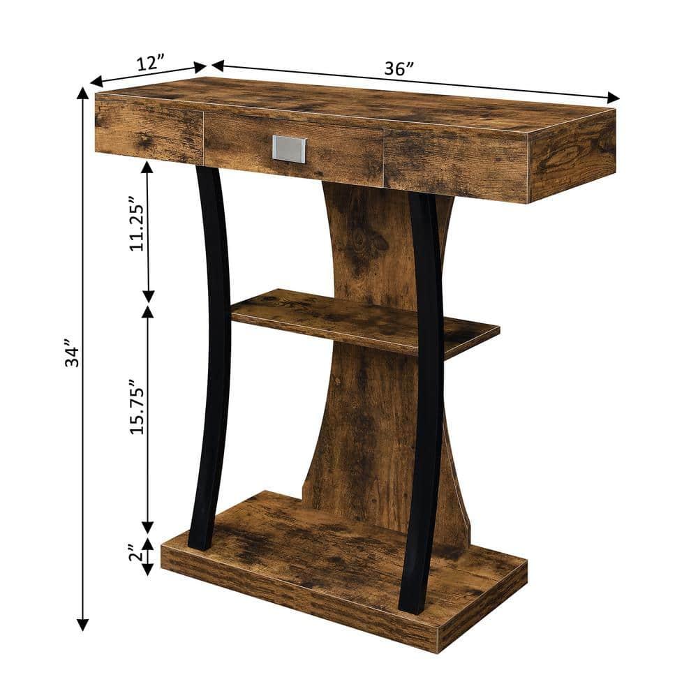 Convenience Concepts Newport 1 Drawer Harri Console Table with Shelves, Multiple Finishes