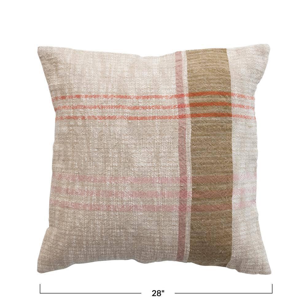 Creative Co-Op Woven Cotton and Linen Plaid Pillow