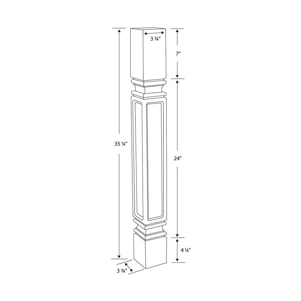 Architectural Products by Outwater L.L.C. 5" Wide x 35-1/4" High Hardwood Mission Plain Island Legs