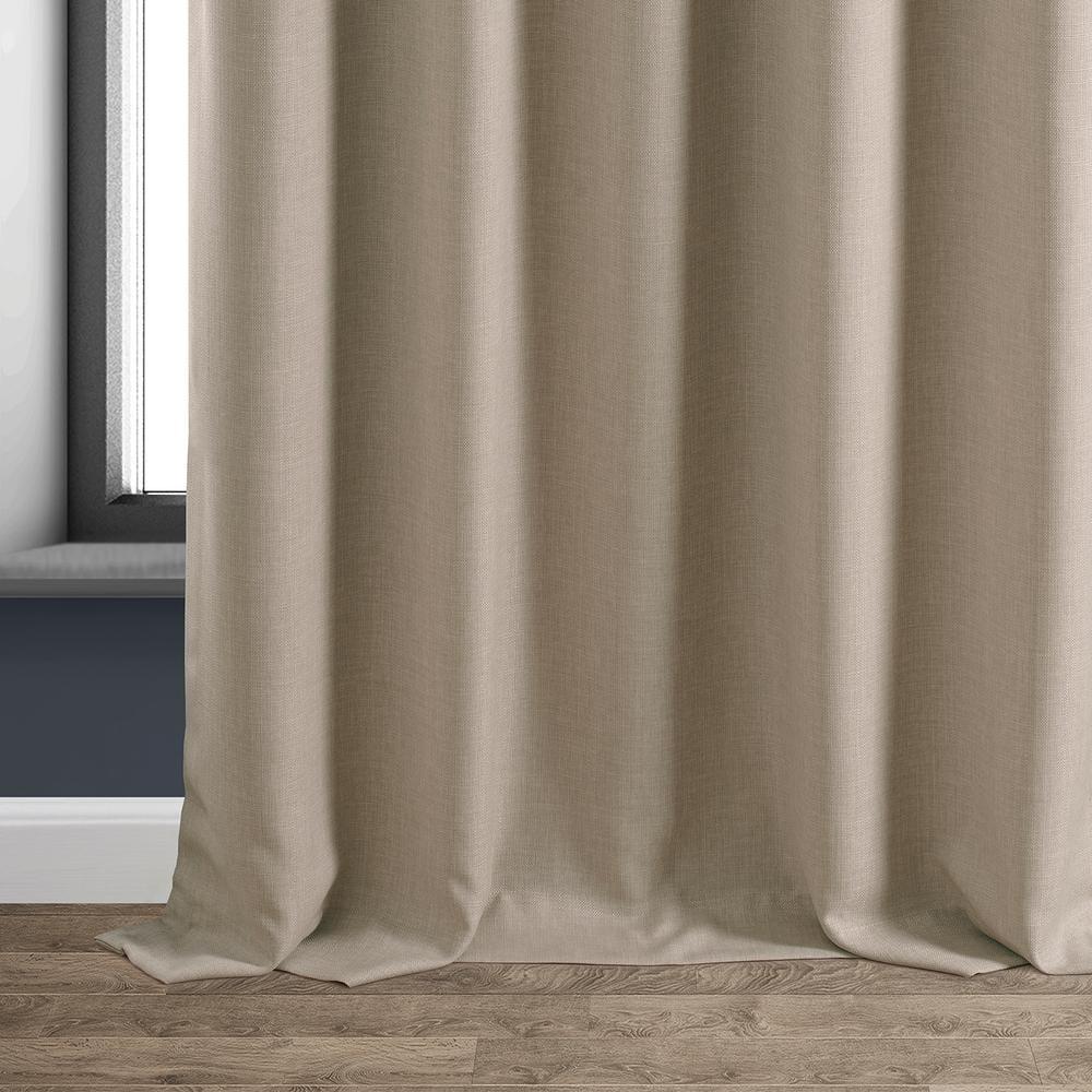 HPD HALF PRICE DRAPES Solid Thermal Insulated Blackout Curtains for Bedroom 84 Inches Long Curtain (1 Panel) Signature Blackout Linen Window Curtains for Living Room, 50W x 84L, Safari Tan