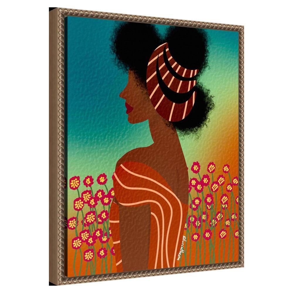 Amanti Art Lady in the Flower Field by Lorintheory Canvas Wall Art Print Framed 16 x 20-in.