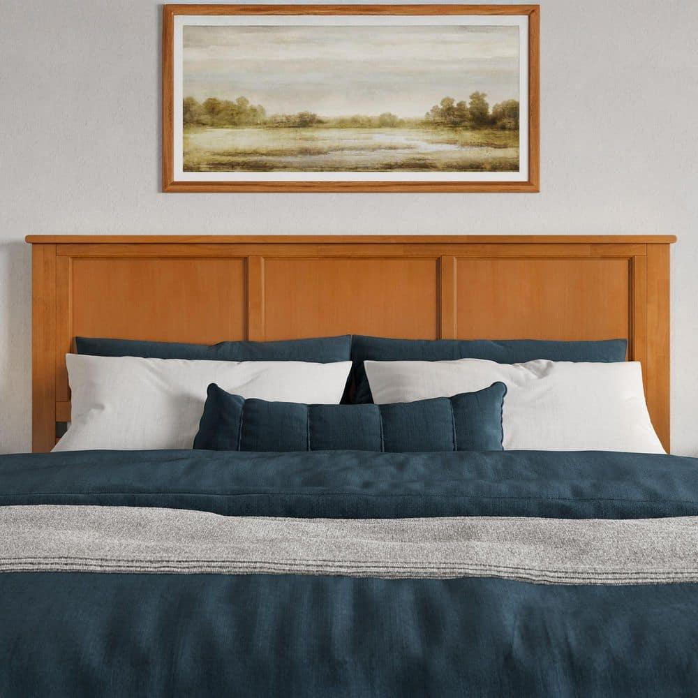 AFI Charlotte King Wood Low Profile Platform Bed with Matching Footboard, Light Toffee