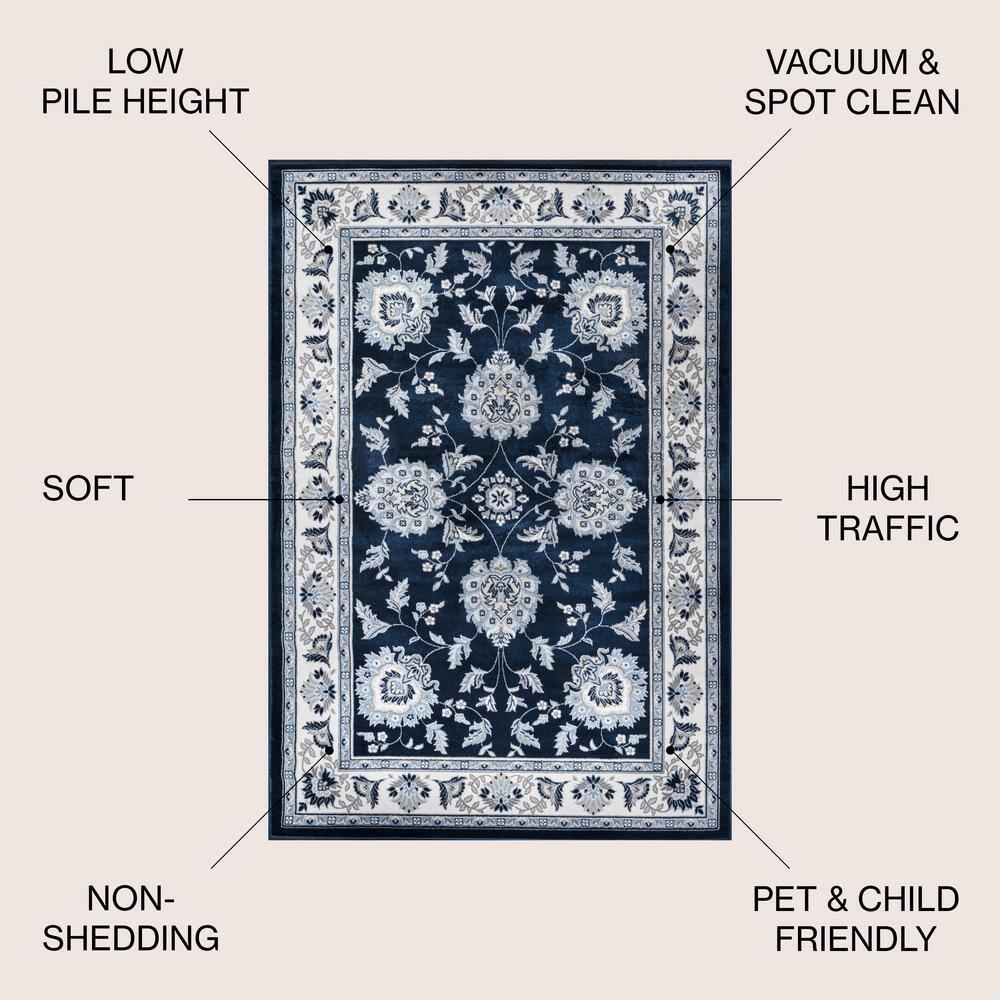 3'x5' Cherie French Cottage Area Rug, Navy/Ivory - JONATHAN Y