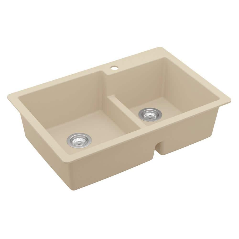 Karran Quartz 33'' X 22'' 60/40 Double Bowl Drop-in Kitchen Sink