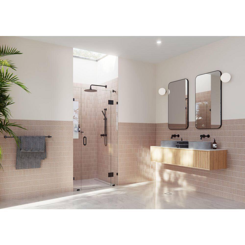 Glass Warehouse Stellar 42.25 in. W x 78 in. H Fully Frameless 3 Panel Inline Glass Hinged Shower Enclosure GHF-42.25-MB