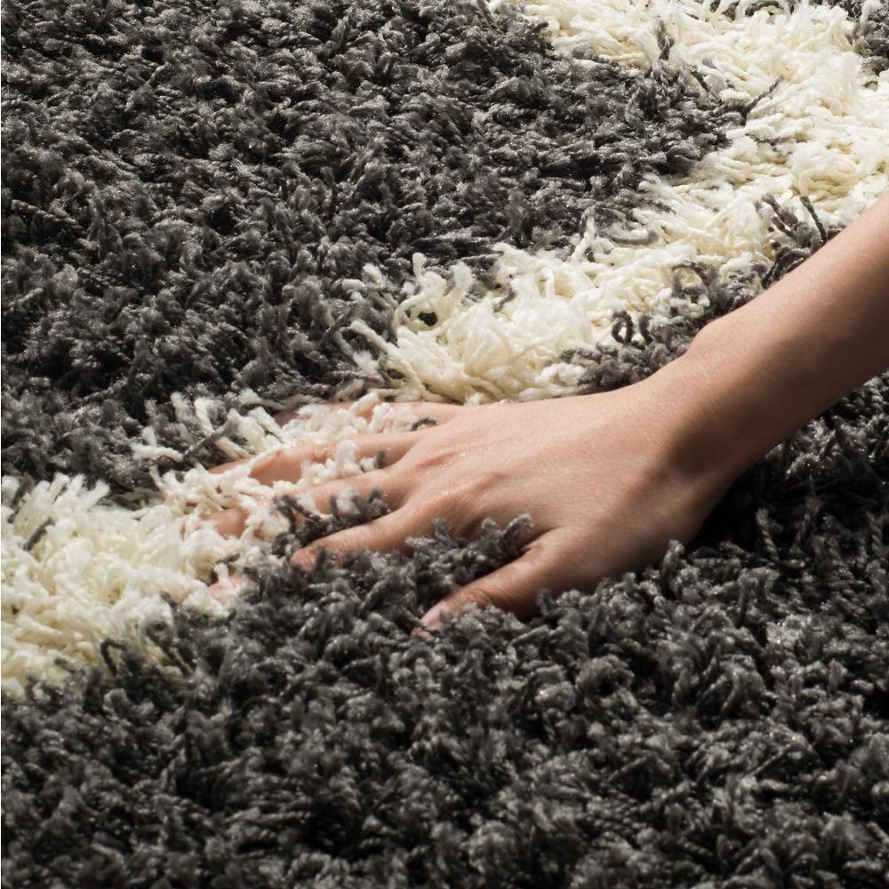 Dallas Shag SGD257 Power Loomed Area Rug - Dark Grey/Ivory - 6'x6' - Safavieh.