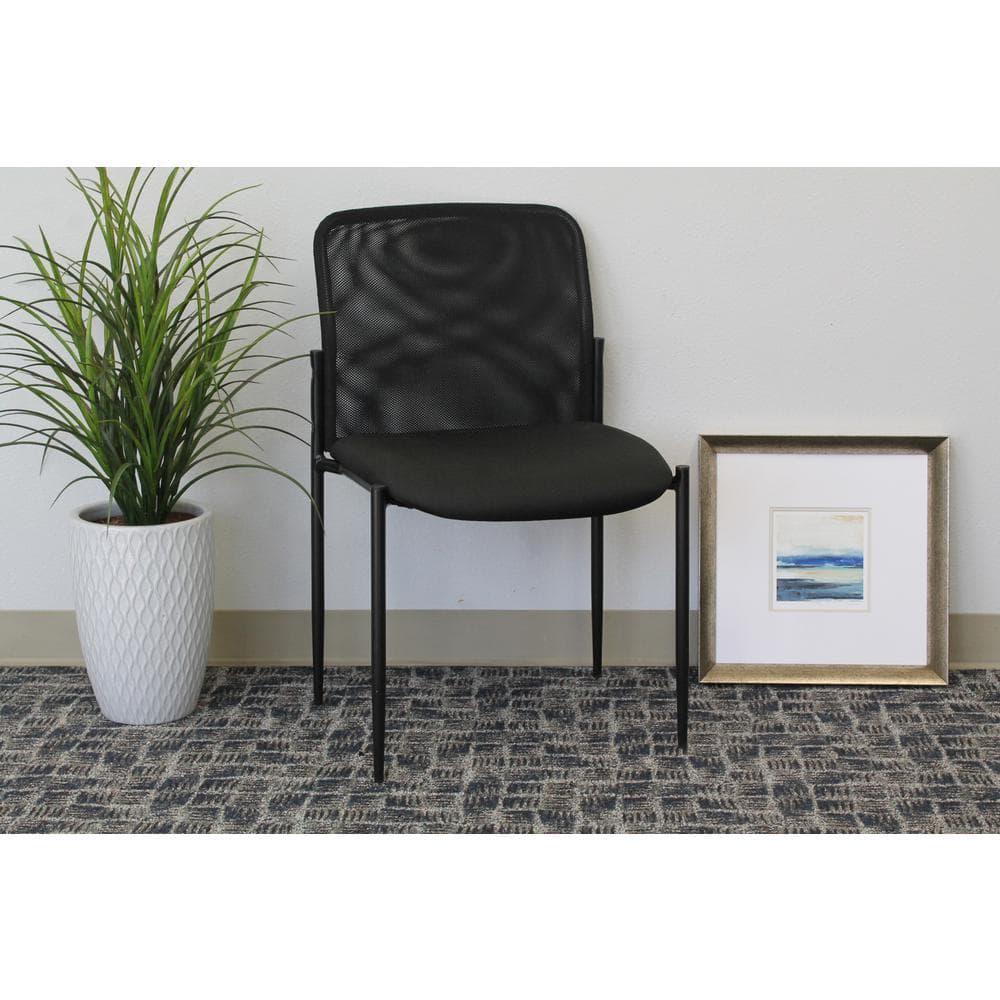 Mesh Guest Chair Black - Boss Office Products: Armless, Stackable, Metal Frame