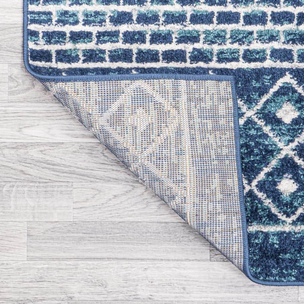 5' x 8' Arta Moroccan Vintage Geometric Rug Area Rug, Navy/Cream - JONATHAN Y
