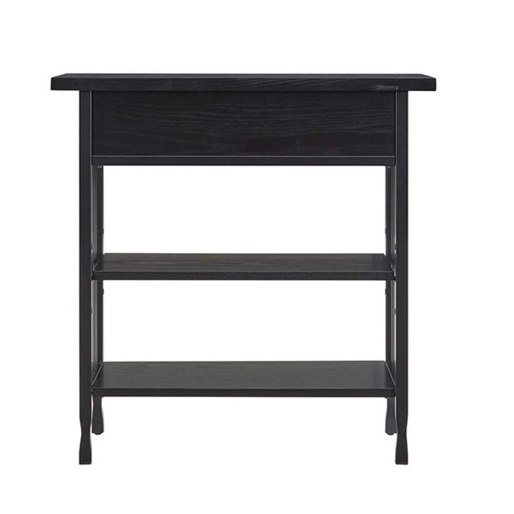 Leick Home 11261-BK Ironcraft Rustic Foyer Bookcase with Drawer Storage in Black Wash