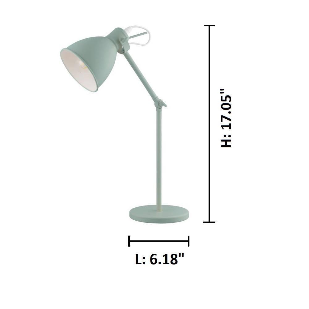1-Light Priddy-P Desk Lamp Pastel Green - EGLO: Adjustable, ETL Listed, for Study & Work