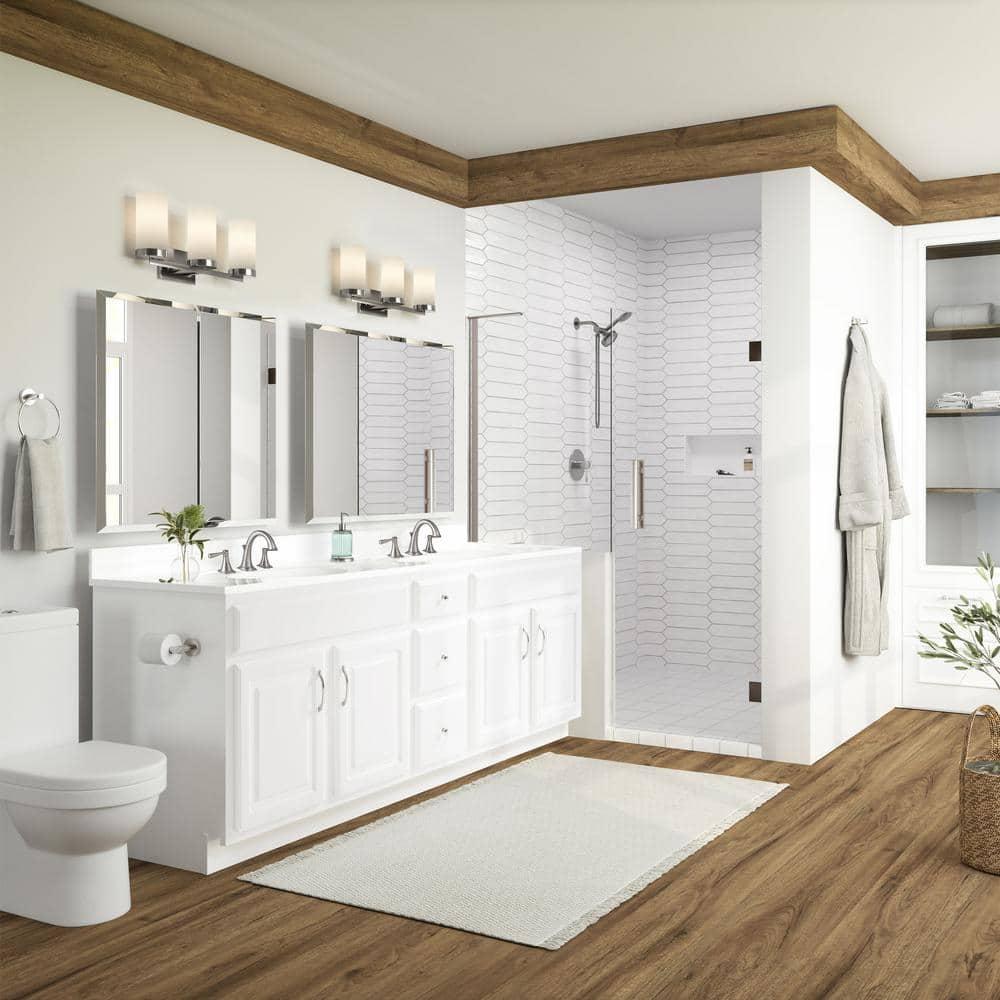 Design House 73 Inch Cultured Marble Vanity Top Two Sinks with Backsplash, White