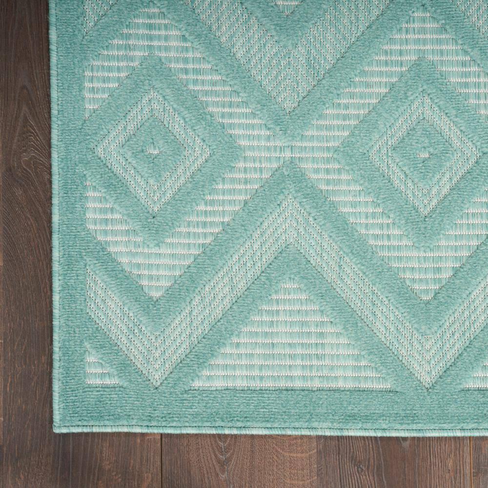 Nourison Versatile Diamond Geometric Flatweave Indoor Outdoor Area Rug Aqua/Teal 4' x 6'