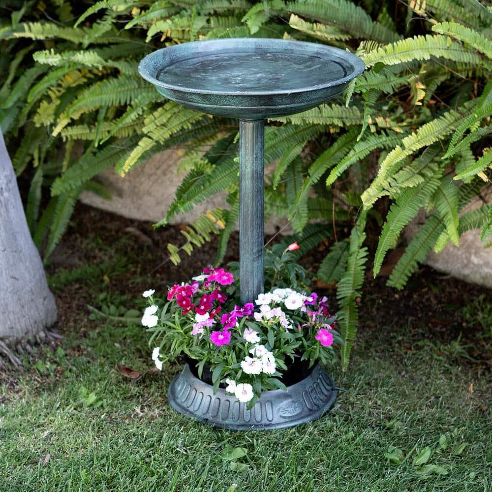 Alpine Corporation Plastic Bird Bath with Plant Adaptability, Green