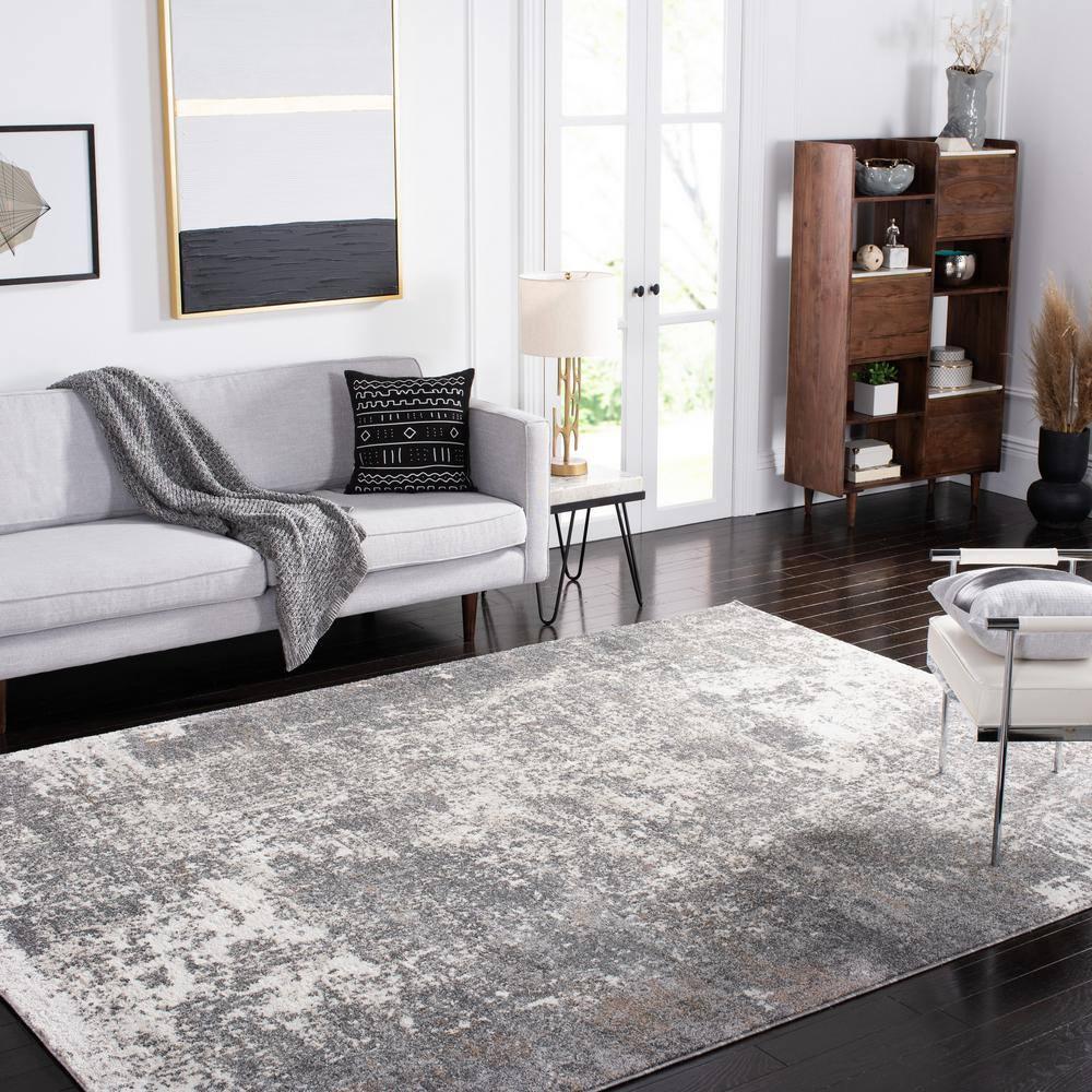 Aston ASN705 Power Loomed Indoor Area Rug - Grey/Ivory - 9'x12' - Safavieh