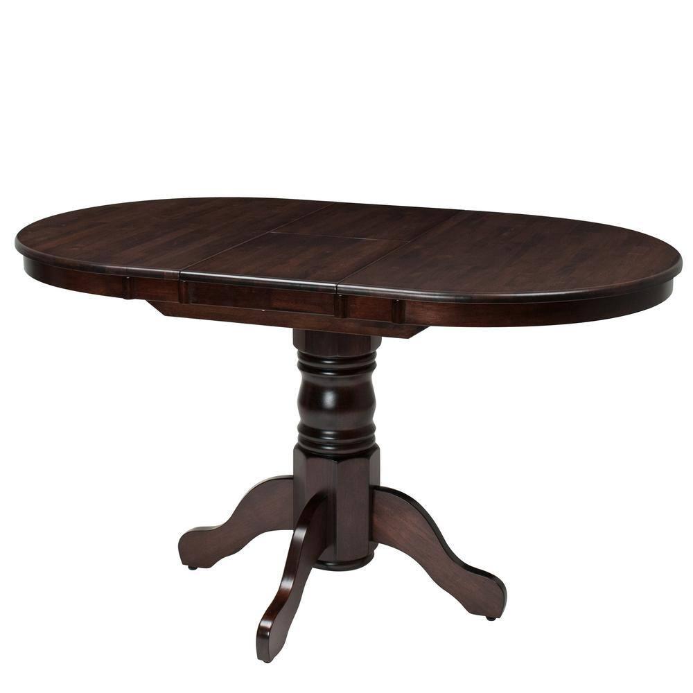 CorLiving Dillon Cappuccino Extendable Oval Dining Table with Wood Pedestal Base