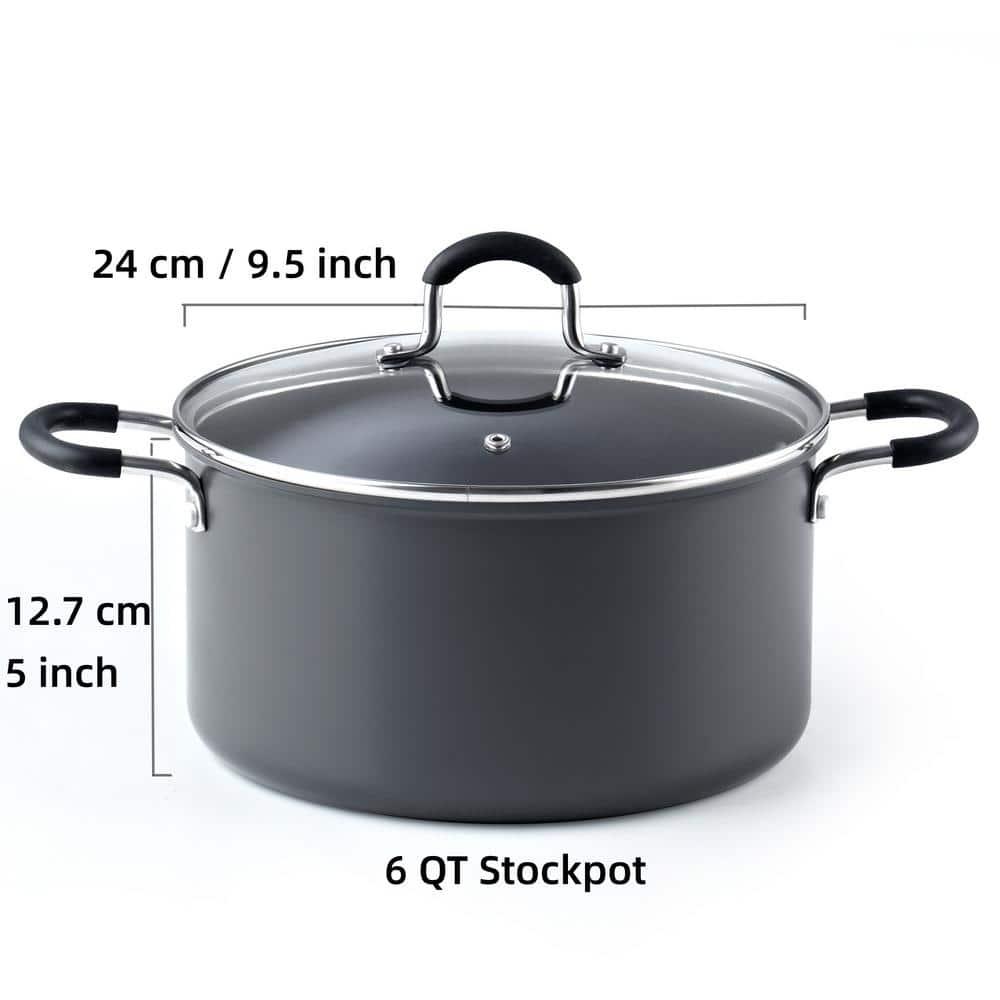 Cook N Home Cook N Home Professional Hard Anodized Nonstick Stockpot with Lid, Black