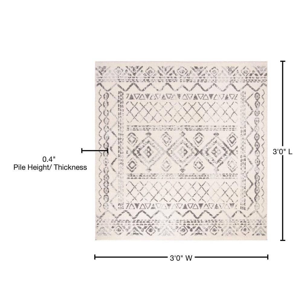 Tulum TUL268 Power Loomed Accent Rug - Ivory/Grey - 3'x3' - Safavieh.