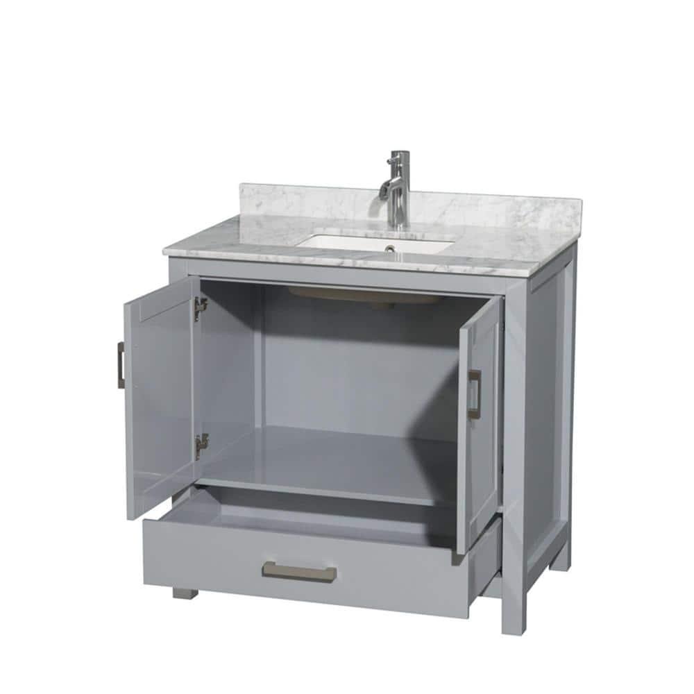 Wyndham Collection Sheffield 36" Freestanding Single Bathroom Vanity with Marble Top