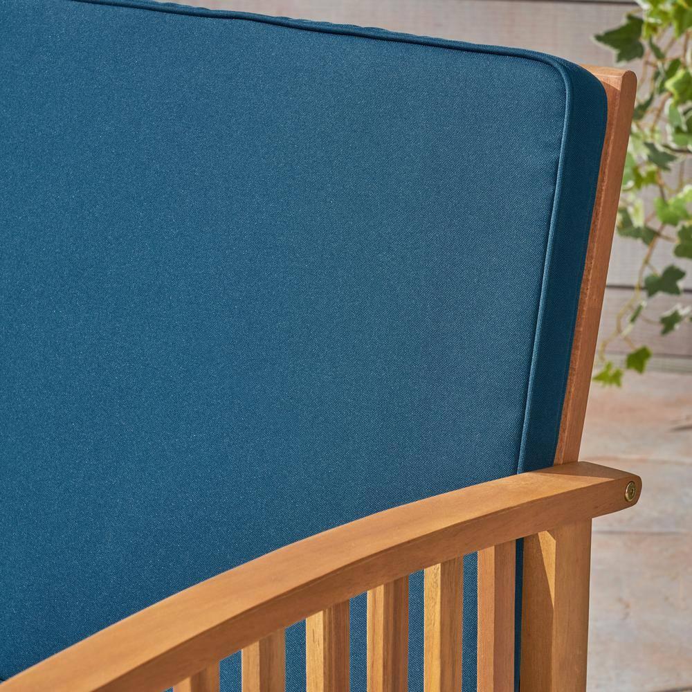 GDF Studio Oliver Outdoor Acacia Wood Loveseat, Brown and Dark Teal