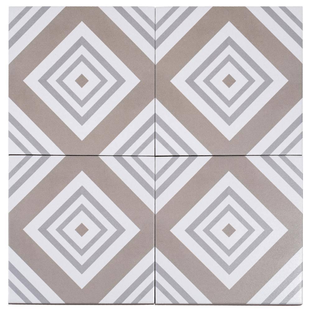 Bliss 8-in. Encaustic Spanish/Moroccan Patterned Matte Porcelain Wall & Floor Tile