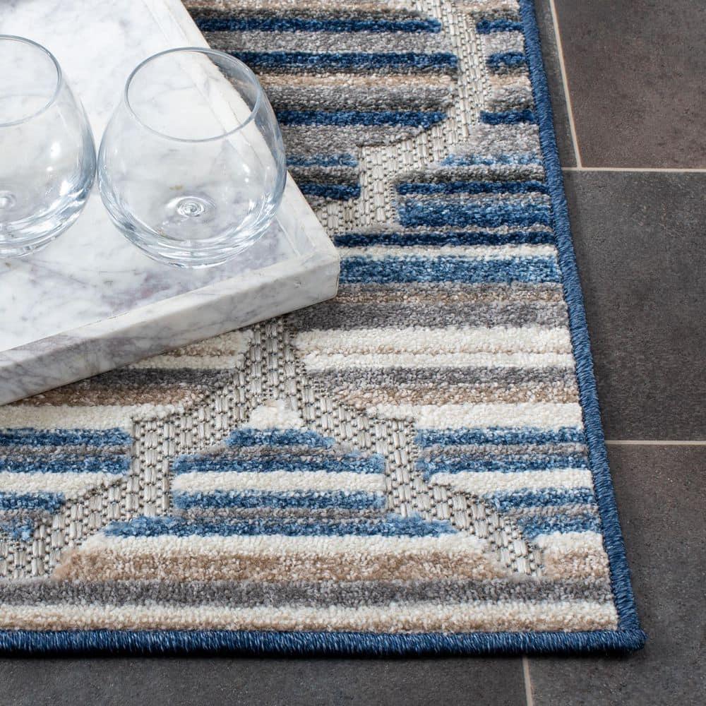 Cabana CBN333 Loomed Indoor Area Rug - Blue/Grey - 5'3"x5'3" - Safavieh
