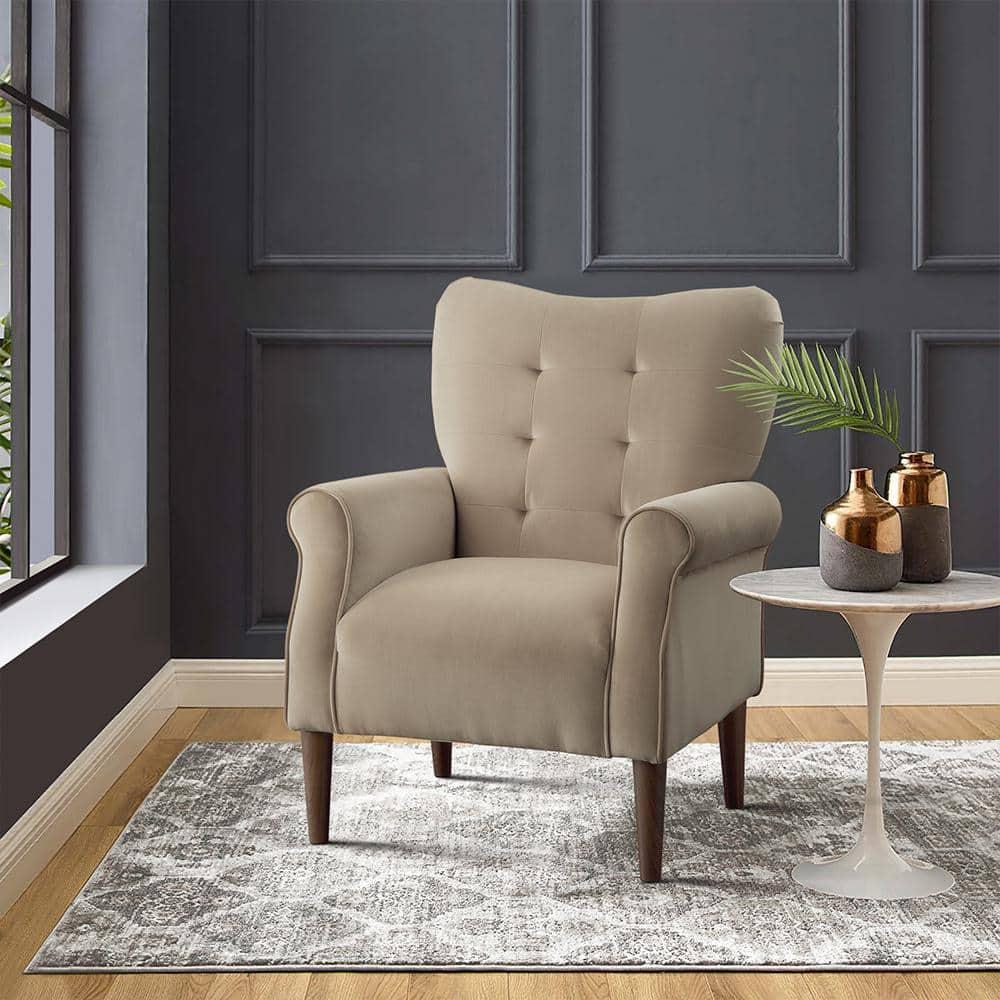 Lexicon Kyrie Solid Wood and Velvet Upholstered Accent Chair in Brown