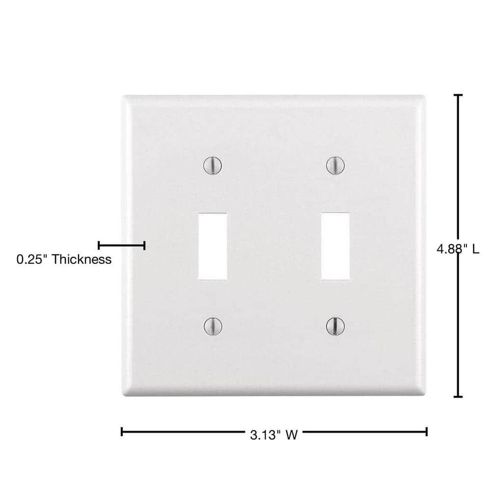 Leviton 2-Gang Plastic Toggle Switch Wall Plate, White
