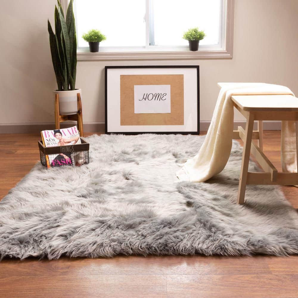 Luxury Faux Sheepskin Fur Area Rug Soft Fluffy Rugs, Shag Plush Carpet Faux Fur Rug For Bedroom Floor Sofa Living Room