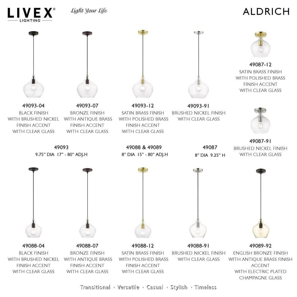 Livex Lighting Aldrich 1 - Light Pendant in  Bronze/Antique Brass