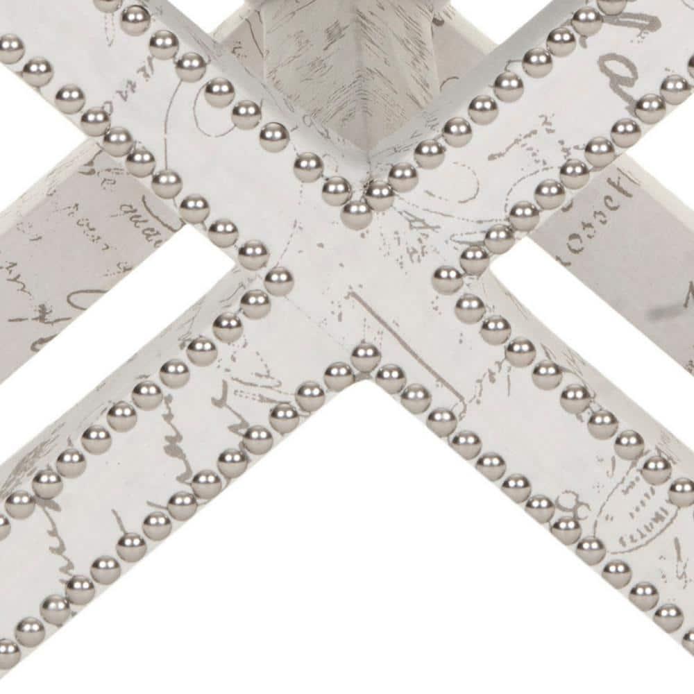 Palmer Ottoman With Silver Nailhead - MCR4589 - Multi/Beige - Safavieh