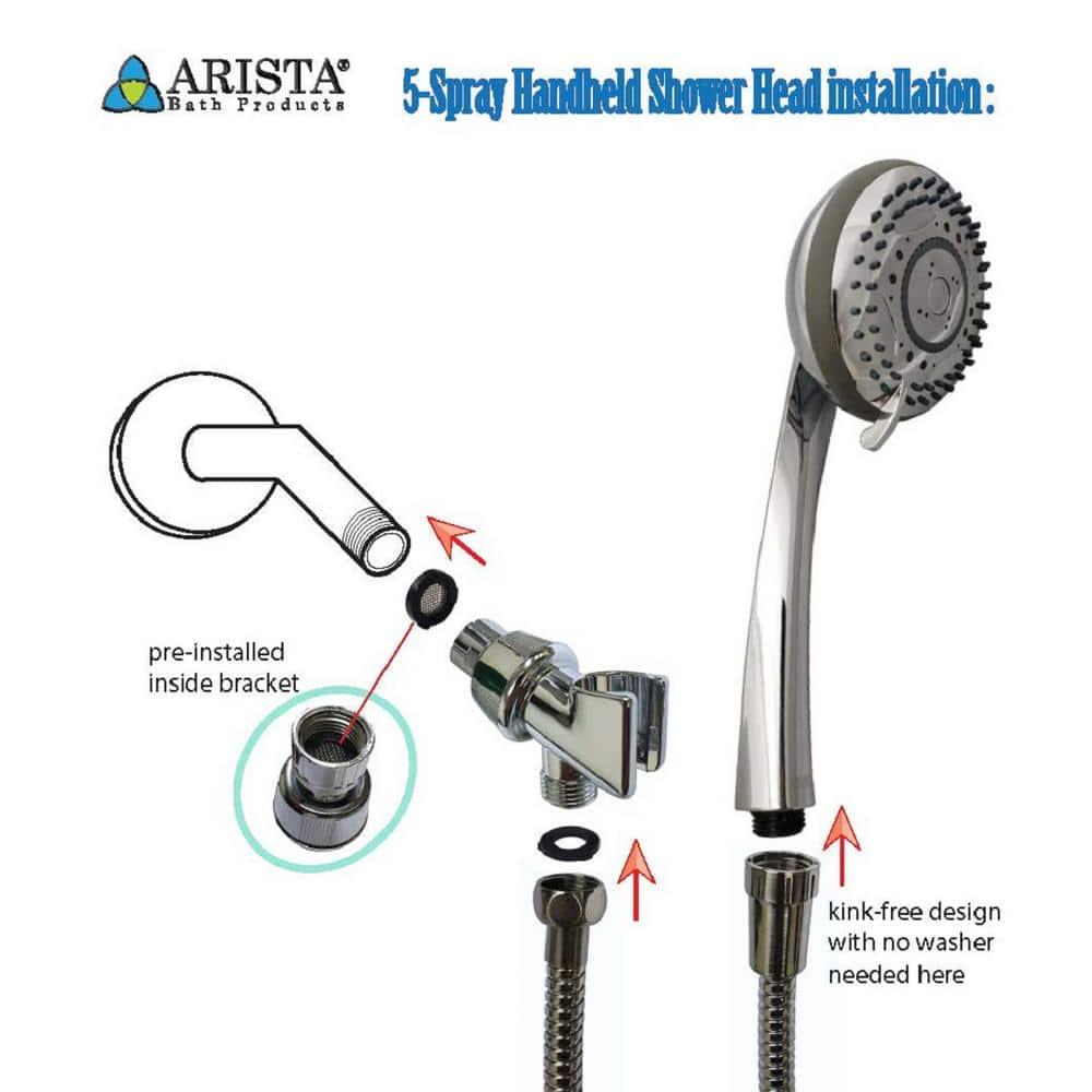 ARISTA 5-Spray Handheld Shower Head in Chrome 2.0 GPM
