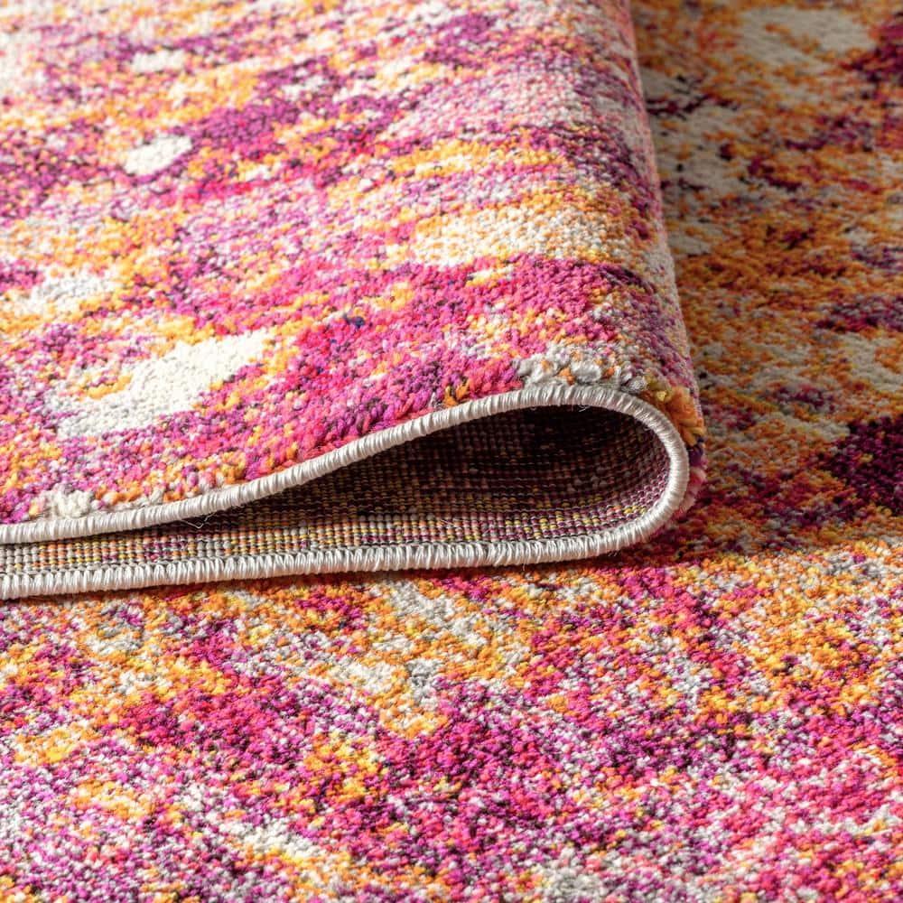 8'x10' Contemporary POP Modern Abstract Area Rug, Pink/Orange - JONATHAN Y