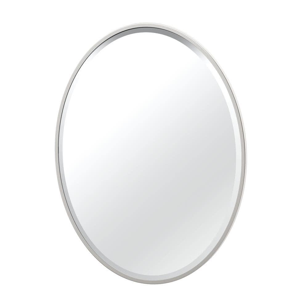 Flush Mount Framed Bathroom Vanity Mirror | Oval Framed Wall Mirror with Beveled Edge | Decorative Wall Mirror for Bathroom, Bedroom, Hallway, Entryway