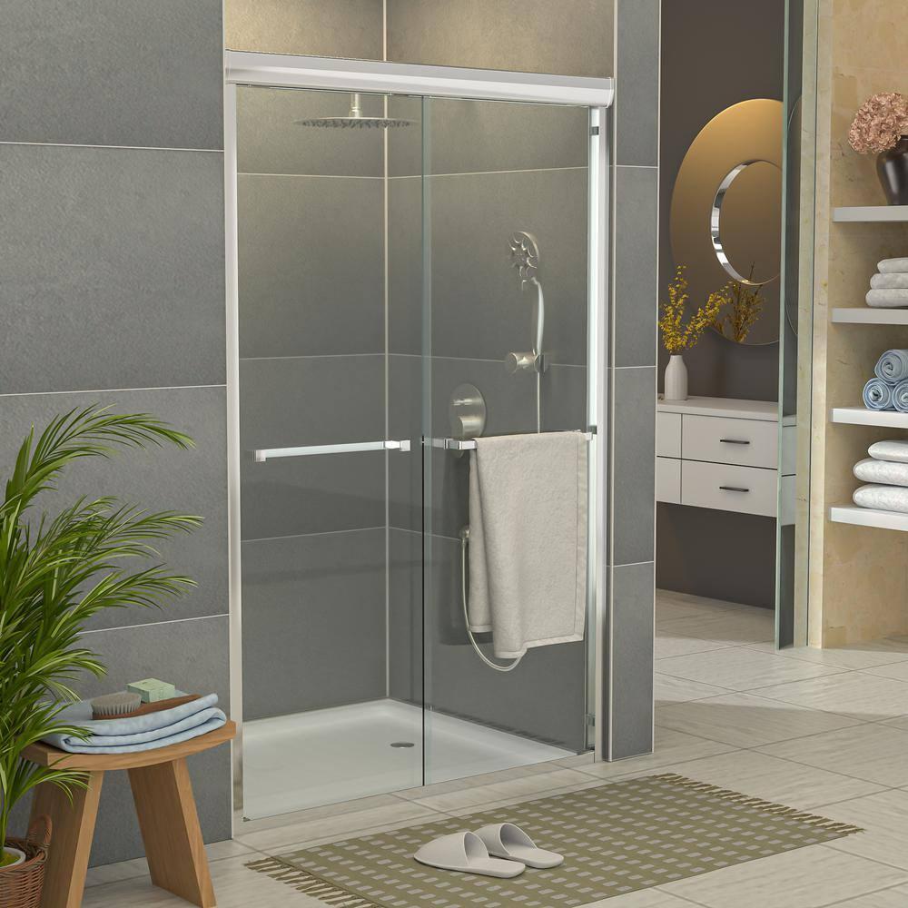 Shower Door 48" W X 76"H Semi-Frameless Bypass Sliding Shower Enclosure