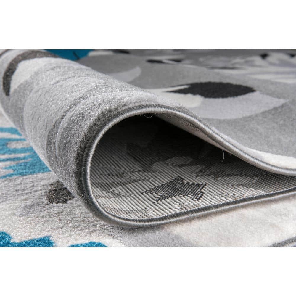 World Rug Gallery Modern Floral Design Blue 2' x 10' Runner Rug