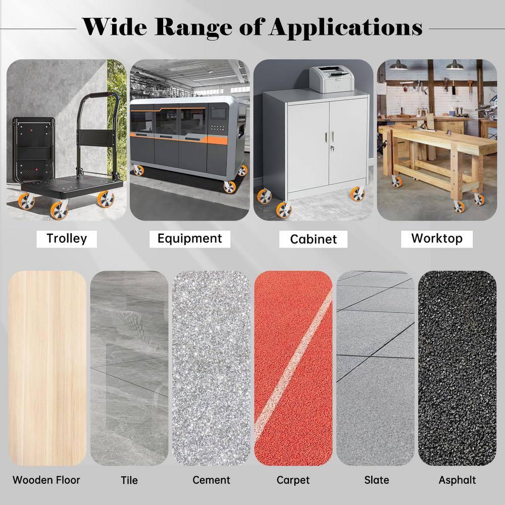 W B D WEIBIDA 6 Inch Industrial Fixed Casters (2 Pack), Maintenance-Free Polyurethane on Aluminum Wheels, Heavy Duty Casters Wheels 2500 Lbs, Industrial Rigid Casters for Hand Truck, Cabinet