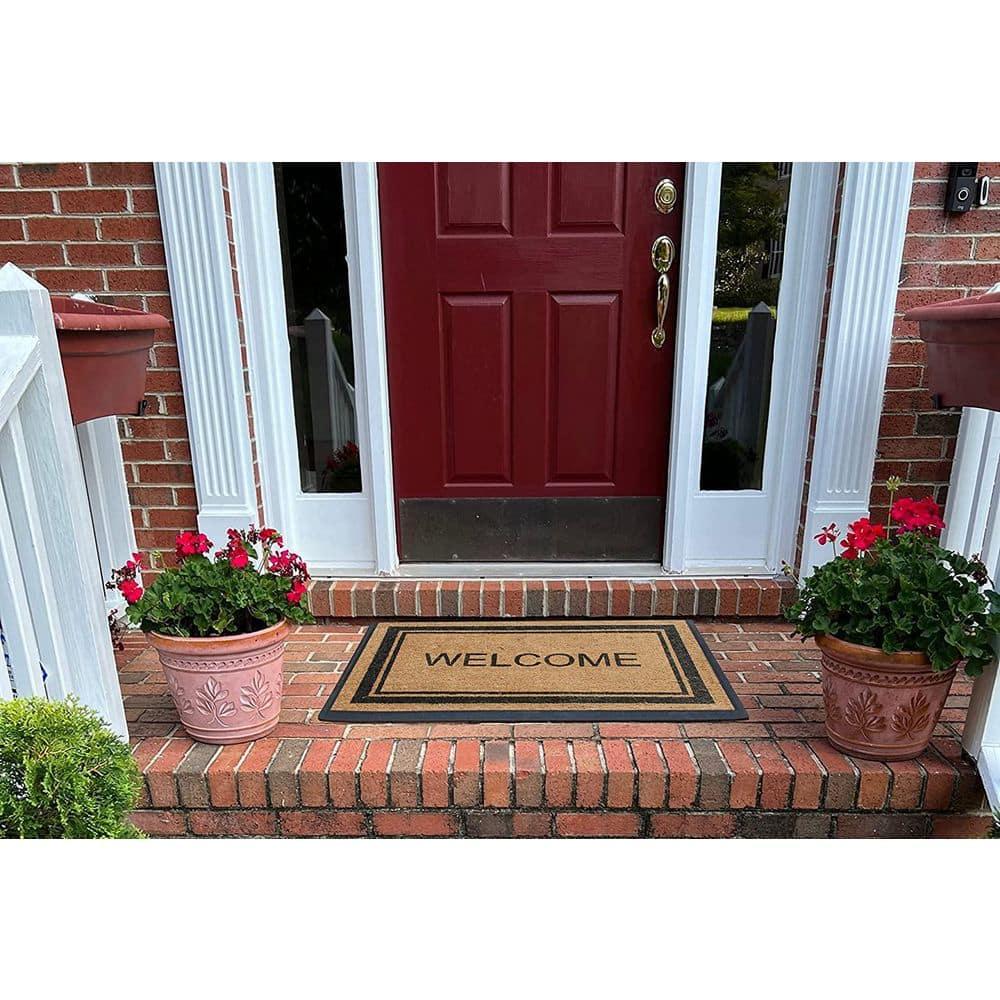 A1HC Natural Coir & Rubber Welcome Door Mat, 30x48, Thick Durable Doormats for, Heavy Duty Large Size Doormat, Anti-Shed Doormat, Fade-Resistant Door mat, Long Lasting, Front Door Entry Doormat
