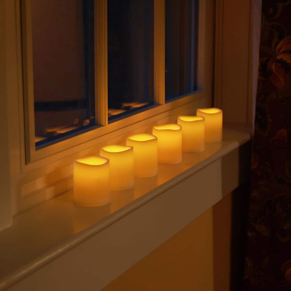 LumaBase Battery Operated LED Mini Pillar Candles - Set of 6