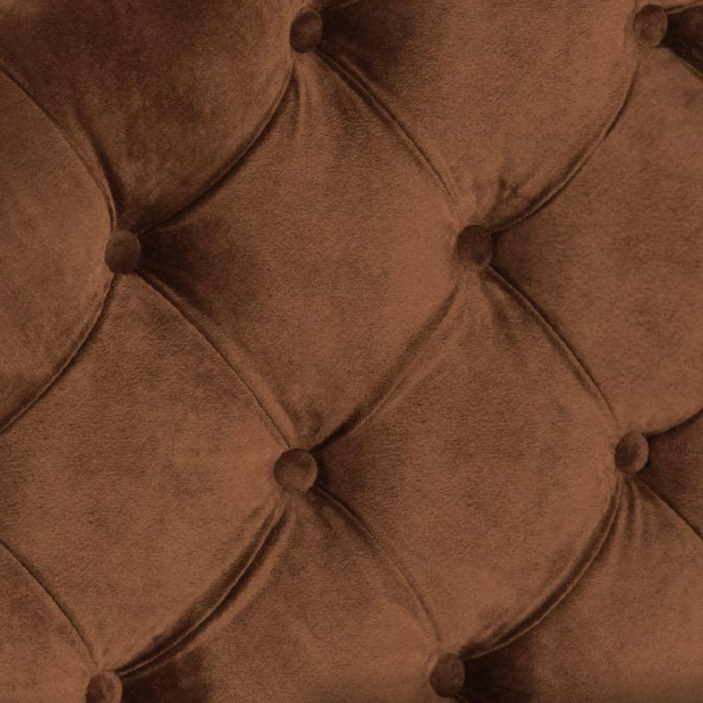 SAFAVIEH Arebelle Rustic Glam Tufted Headboard with Nail Heads, King, Chocolate