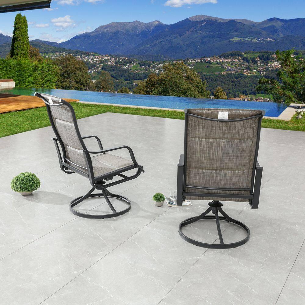Techmilly Outdoor Dining Chairs , Patio Swivel Chairs Set of 2, Support 400lbs , Dark Grey