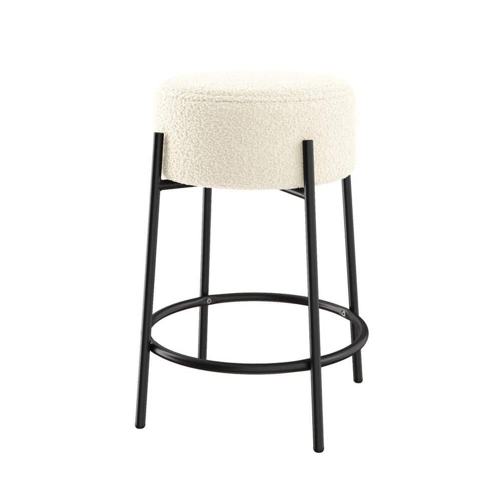 Upholstered Counter Stool with Metal Frame