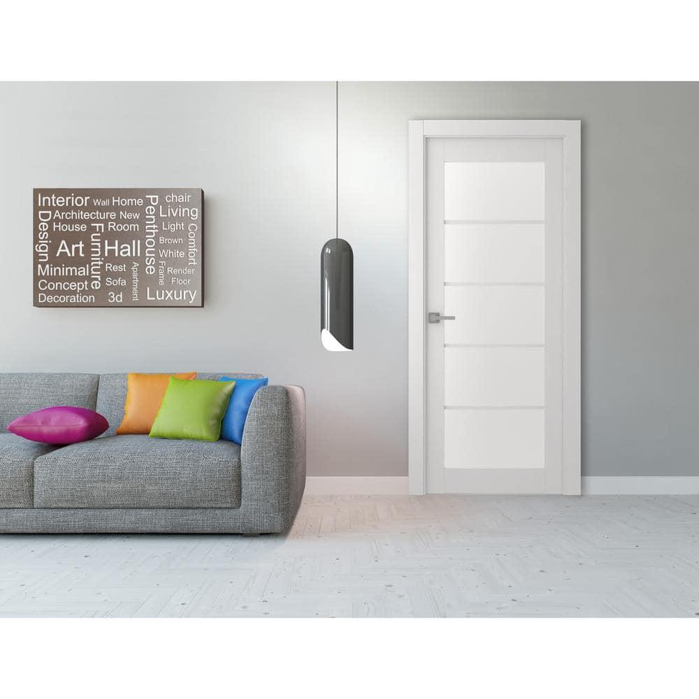 Belldinni Smart Pro 5 Lite Paneled Manufactured Wood and Glass Prefinished Standard Door SLab