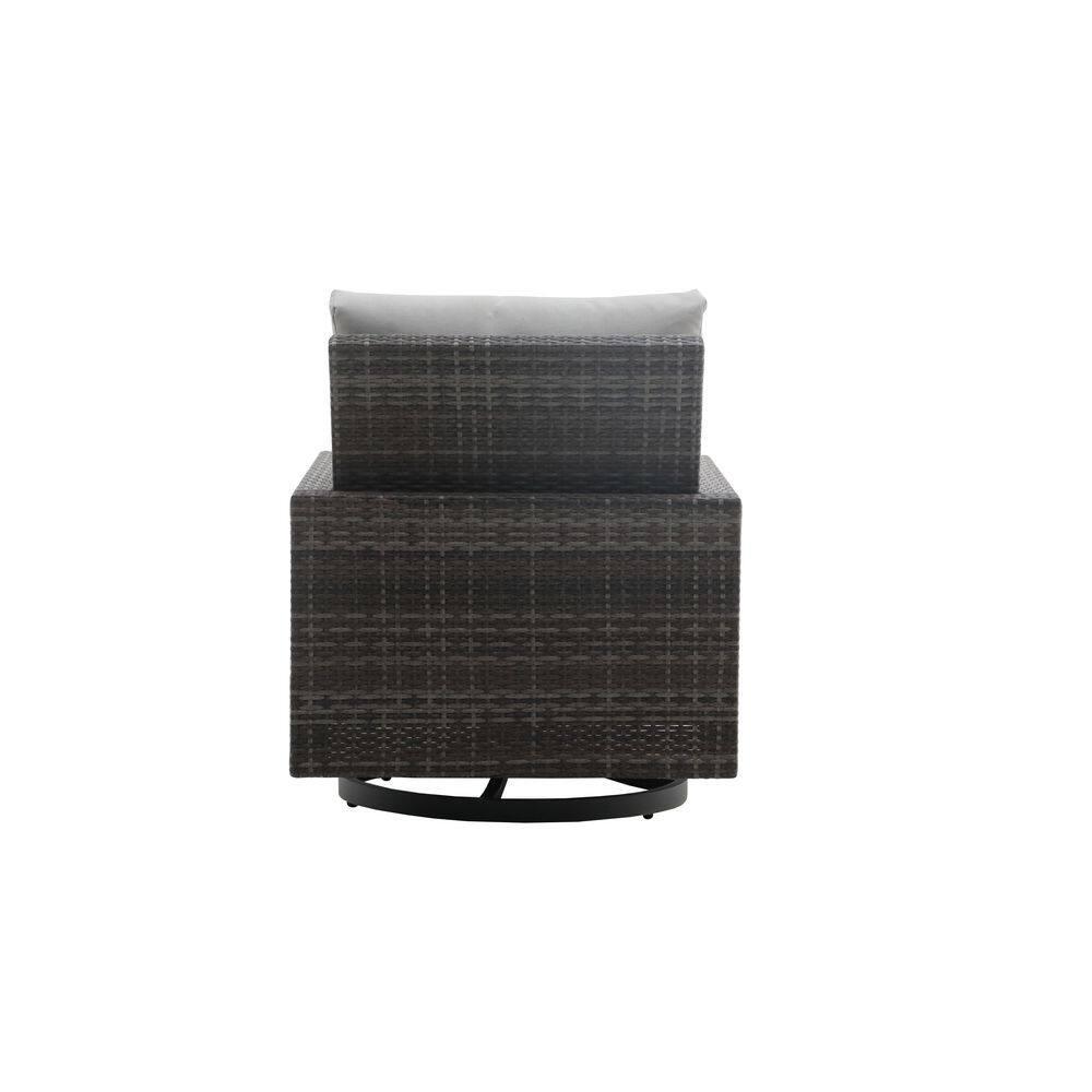New Classic Furniture Bungalow 2pcs Metal/Wicker Patio Swivel Club Chair in Gray