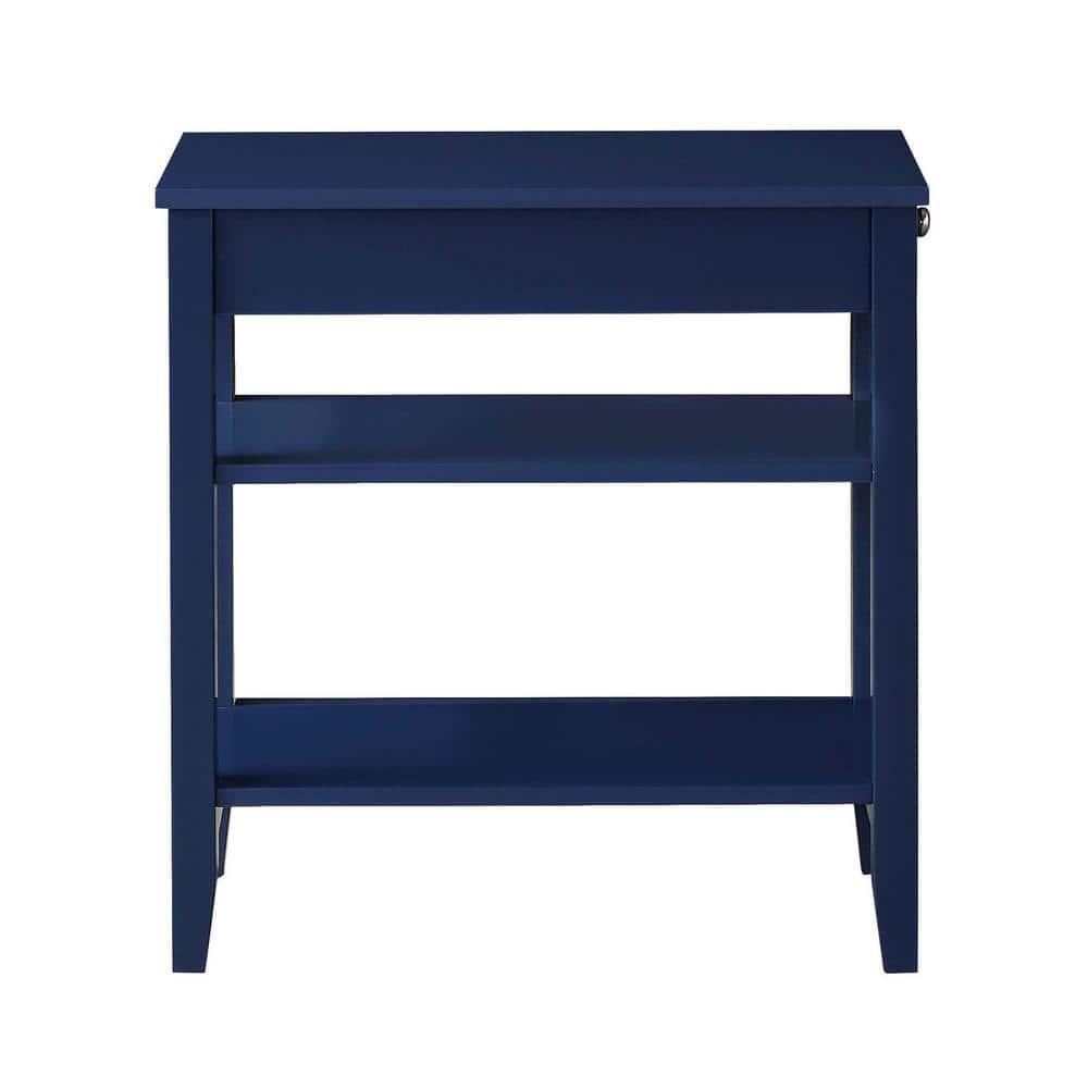 Convenience Concepts American Heritage 1 Drawer Chairside End Table with Shelves, Cobalt Blue