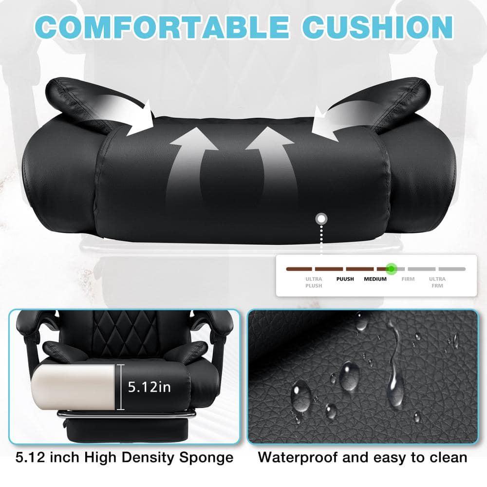 Hoffree Executive Office Chair Big and Tall Office Chair with Footrest Reclining Leather Chair High Back Ergonomic Computer Desk Chair with Lumbar Back Support for Home Office 500lbs, Black