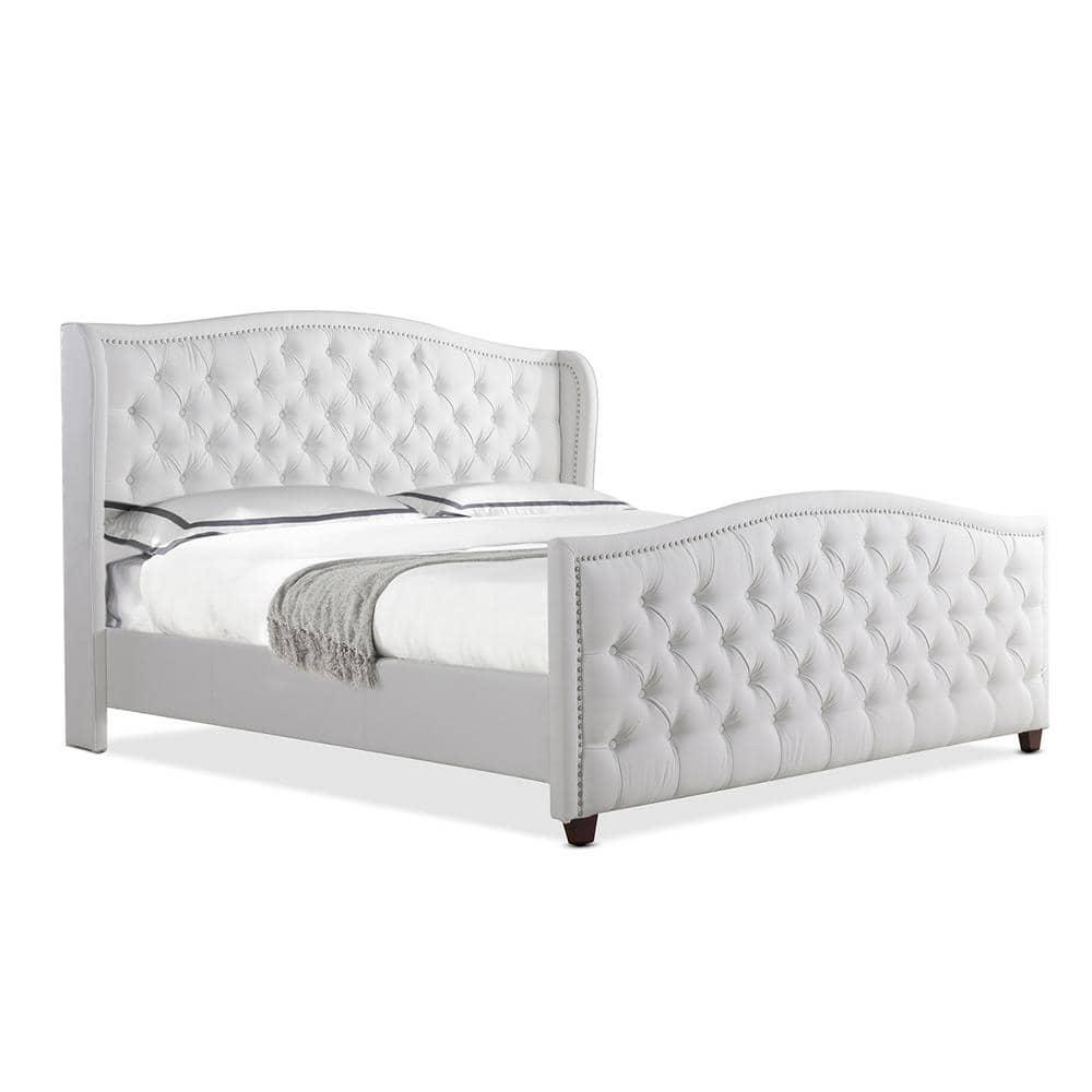 Marcella Tufted Wingback King Bed Bright White
